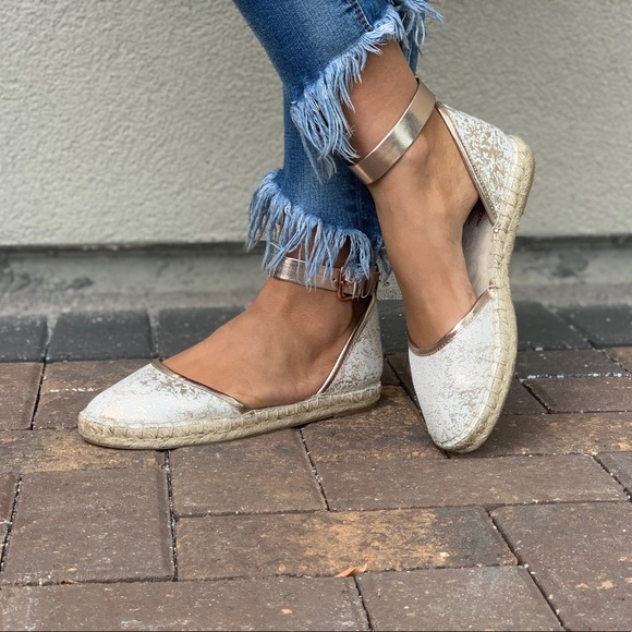 NIB Rose Gold Mary Jane Ankle Strap Espadrille - Picture 5 of 8